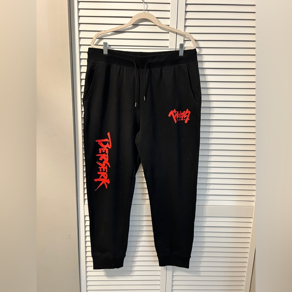 Mens Berserk Anime Black Joggers with Red Graphics - see description for dim